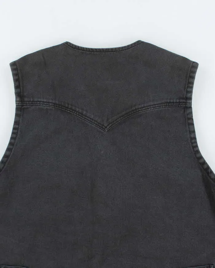 Vintage Y2K Armani Jeans Grey Wash Denim Gilet - L sold by Rokit product image thumbnail 4
