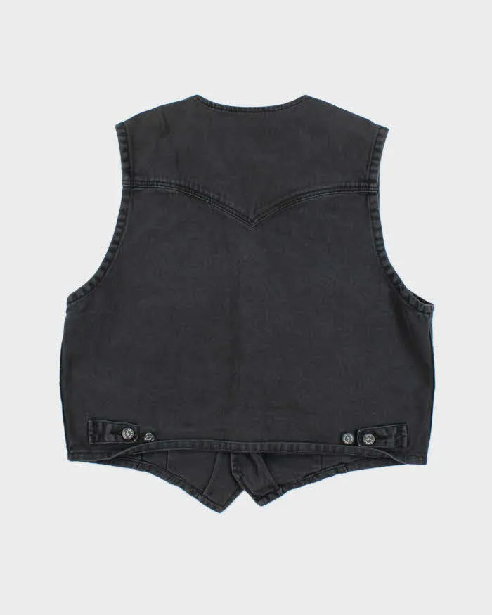 Vintage Y2K Armani Jeans Grey Wash Denim Gilet - L sold by Rokit product image thumbnail 2