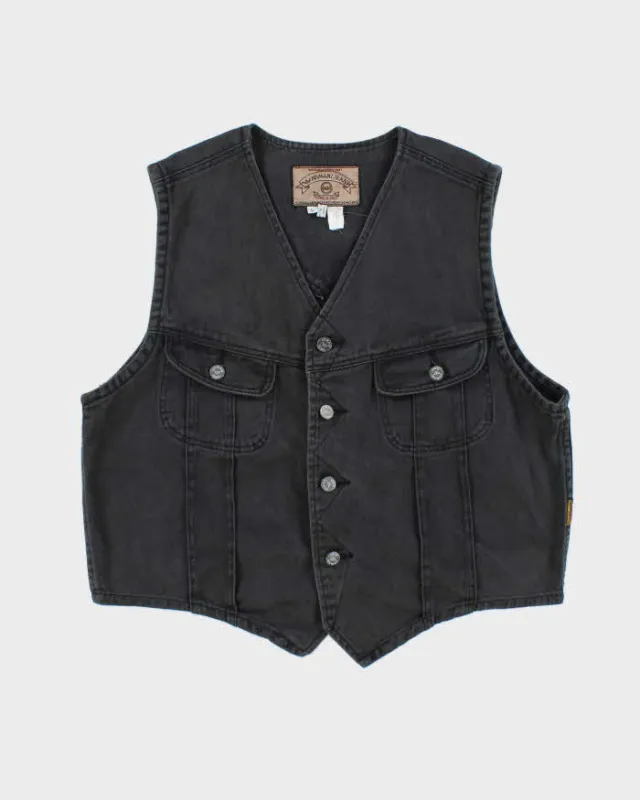 Vintage Y2K Armani Jeans Grey Wash Denim Gilet - L sold by Rokit
