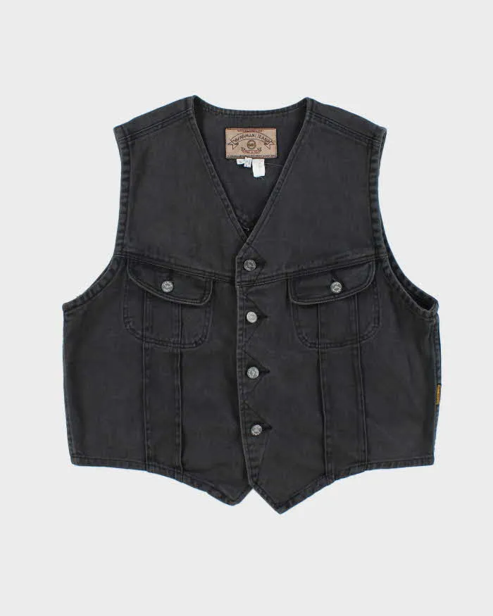Vintage Y2K Armani Jeans Grey Wash Denim Gilet - L sold by Rokit