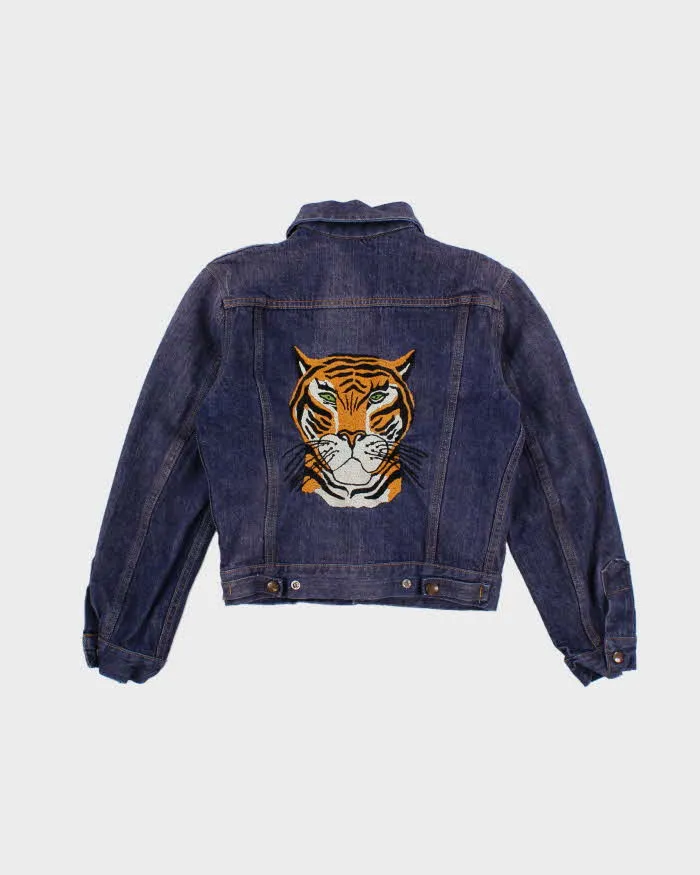 Vintage 80's GWG Kings Embroidered Tiger Purple Wash Denim Jacket - S sold by Rokit product image thumbnail 2