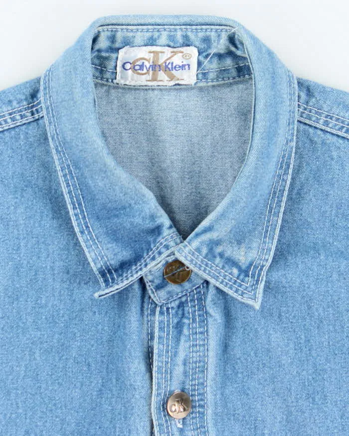 Vintage Y2K Calvin Klein Medium Wash Denim Shirt - M sold by Rokit product image thumbnail 5