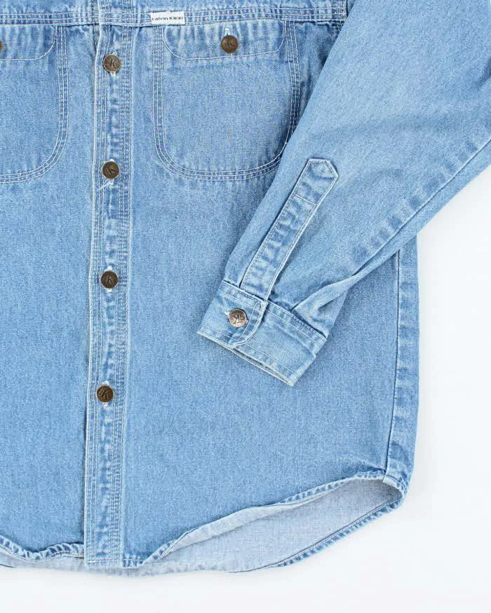Vintage Y2K Calvin Klein Medium Wash Denim Shirt - M sold by Rokit product image thumbnail 4
