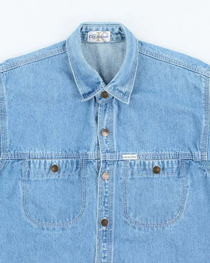 Vintage Y2K Calvin Klein Medium Wash Denim Shirt - M sold by Rokit product image thumbnail 3