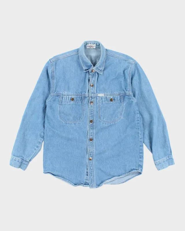 Vintage Y2K Calvin Klein Medium Wash Denim Shirt - M sold by Rokit