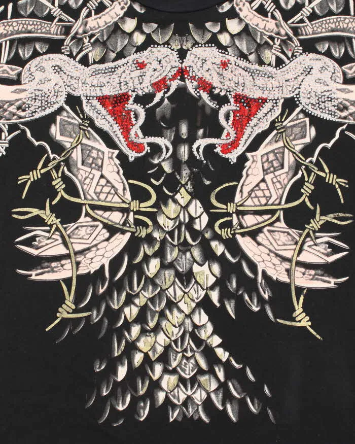 Vintage Y2K Affliction Sequined Snake Graphic T-Shirt - XXL sold by Rokit product image thumbnail 3