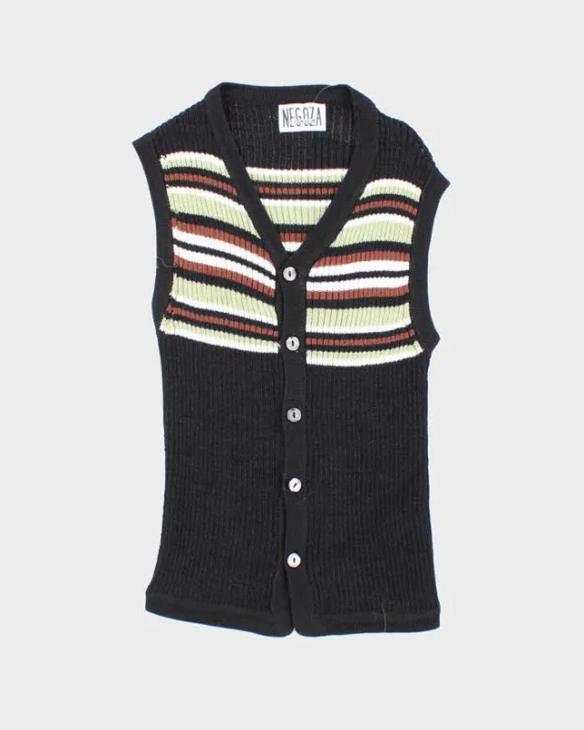 Vintage 90s Striped Autumnal Button Up Knit Vest - XS sold by Rokit