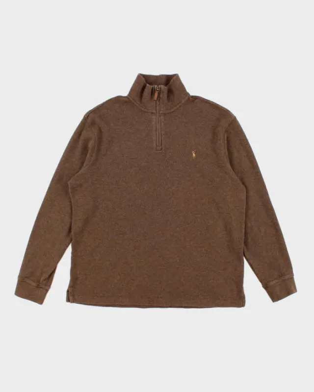Polo Ralph Lauren Brown Quarter Zip Sweatshirt - L made by Ralph Lauren