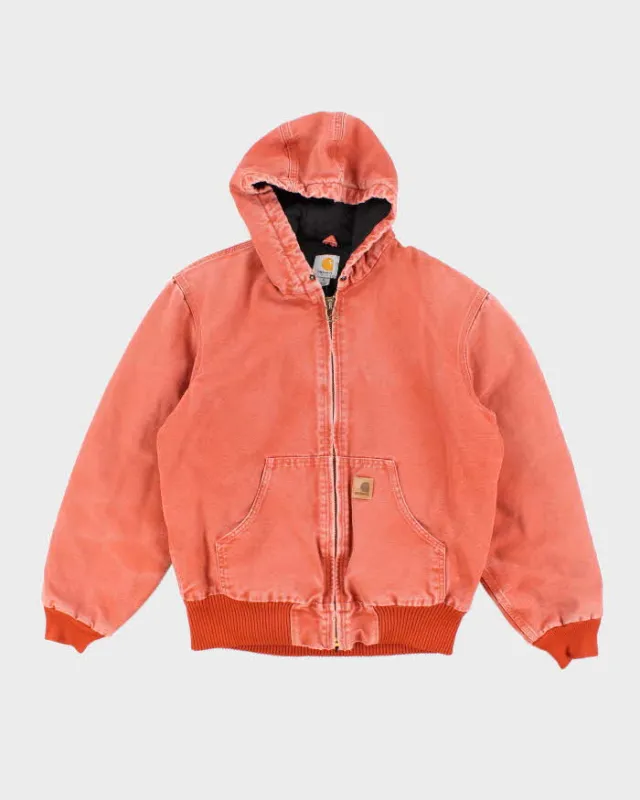 Vintage 90's Carhartt Faded Orange Hooded Active Jacket - S sold by Rokit