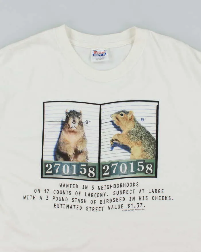 Vintage 90's Wanted Squirrel Poster Graphic T-Shirt - L sold by Rokit product image thumbnail 3