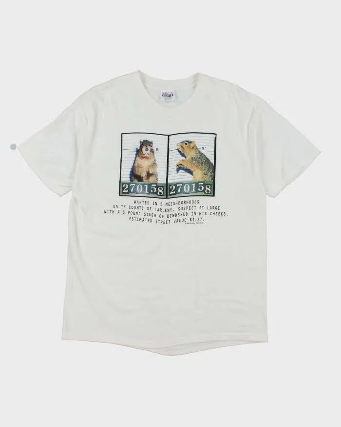 Vintage 90's Wanted Squirrel Poster Graphic T-Shirt - L sold by Rokit