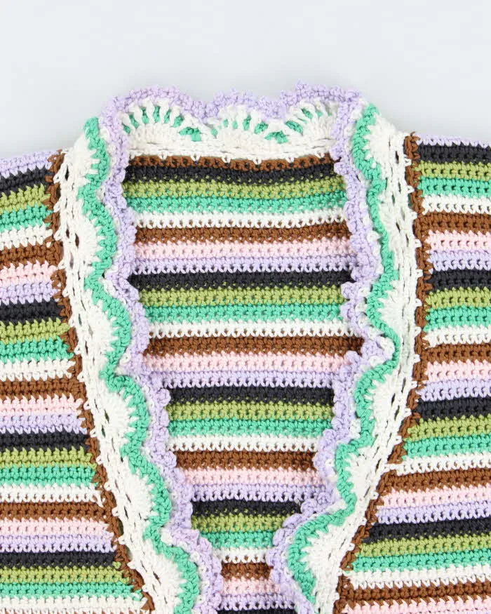 Handmade Striped Knit Multicoloured Cardigan - S sold by Rokit product image thumbnail 5