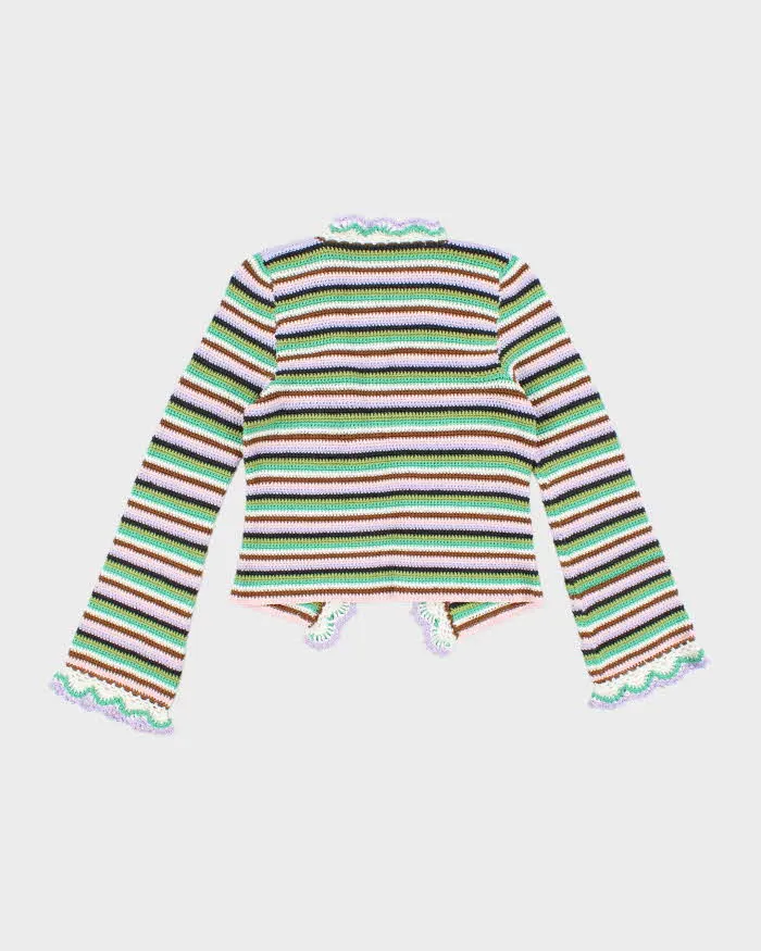 Handmade Striped Knit Multicoloured Cardigan - S sold by Rokit product image thumbnail 2