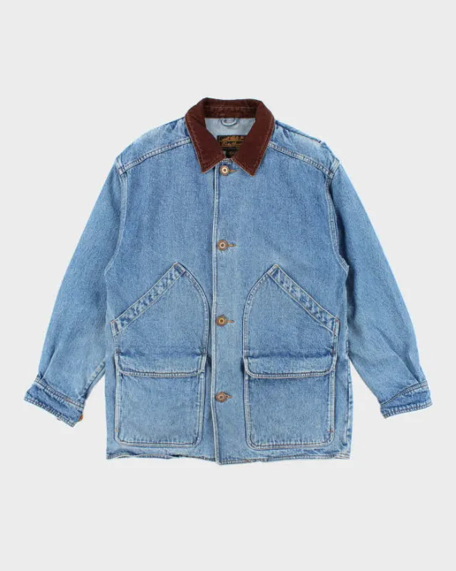 Vintage 90's Eddie Bauer Dark Wash Denim Chore Jacket - S sold by Rokit