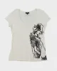 Vintage Y2K Bebe Deep V-Neck Graphic T-Shirt - L sold by Rokit