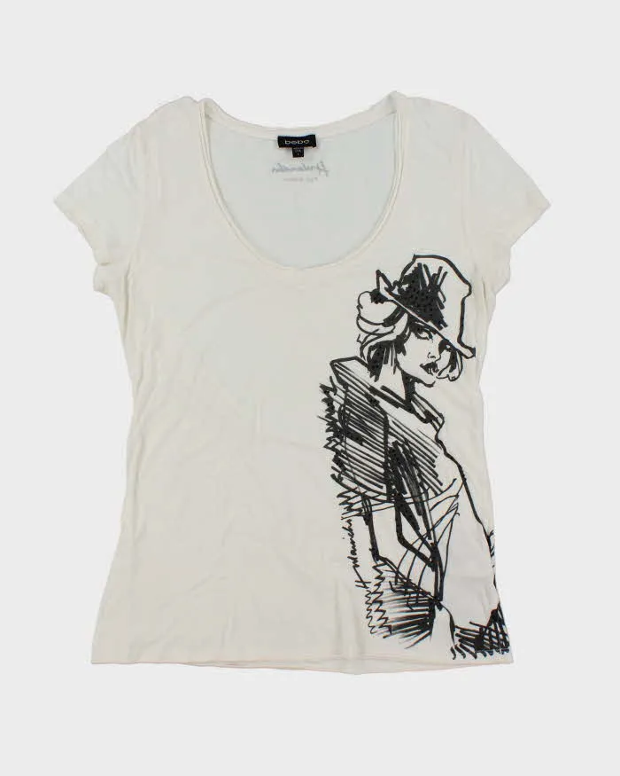 Vintage Y2K Bebe Deep V-Neck Graphic T-Shirt - L sold by Rokit