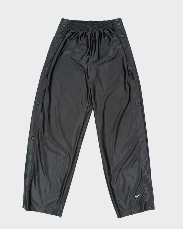 Vintage 90's Nike Side Popper Wide Leg Blackout Tracksuit Bottoms - M sold by Rokit