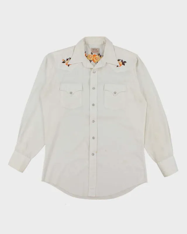 Vintage 70's H Bar C Embroidered Flower Long Sleeve Western Shirt - L sold by Rokit