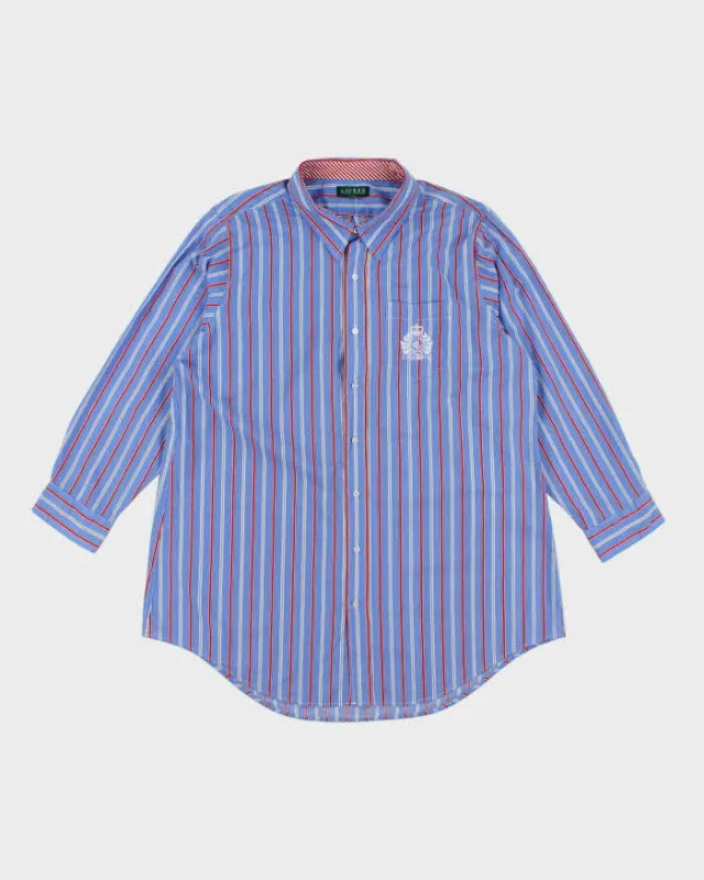 Vintage 2000's Ralph Lauren Embroidered Crest Striped Shirt - L made by Rokit