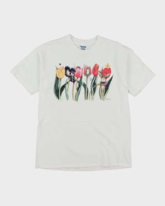 Vintage 90's Frogs in Flowers Graphic T-Shirt - L sold by Rokit