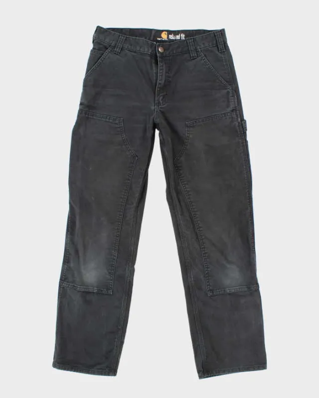 Vintage Carhartt Heavyweight Double Knee Faded Black Carpenter Trousers - W32 L30 sold by Rokit