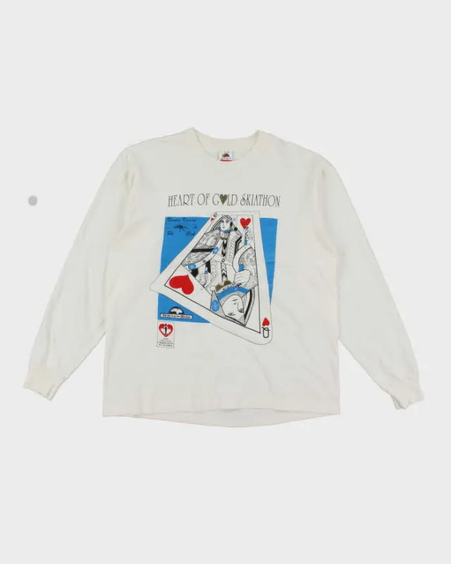 Vintage 90's Heart of Gold Skiathon Queen of Hearts Graphic Long Sleeve T-Shirt - L sold by Rokit