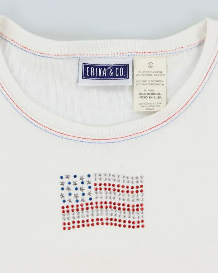 Vintage Y2K Sequined American Flag Graphic T-Shirt - L sold by Rokit product image thumbnail 5