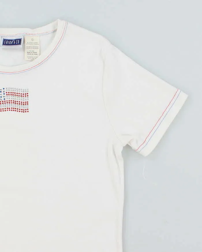 Vintage Y2K Sequined American Flag Graphic T-Shirt - L sold by Rokit product image thumbnail 4