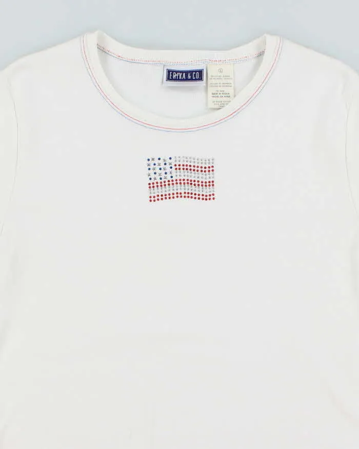 Vintage Y2K Sequined American Flag Graphic T-Shirt - L sold by Rokit product image thumbnail 3
