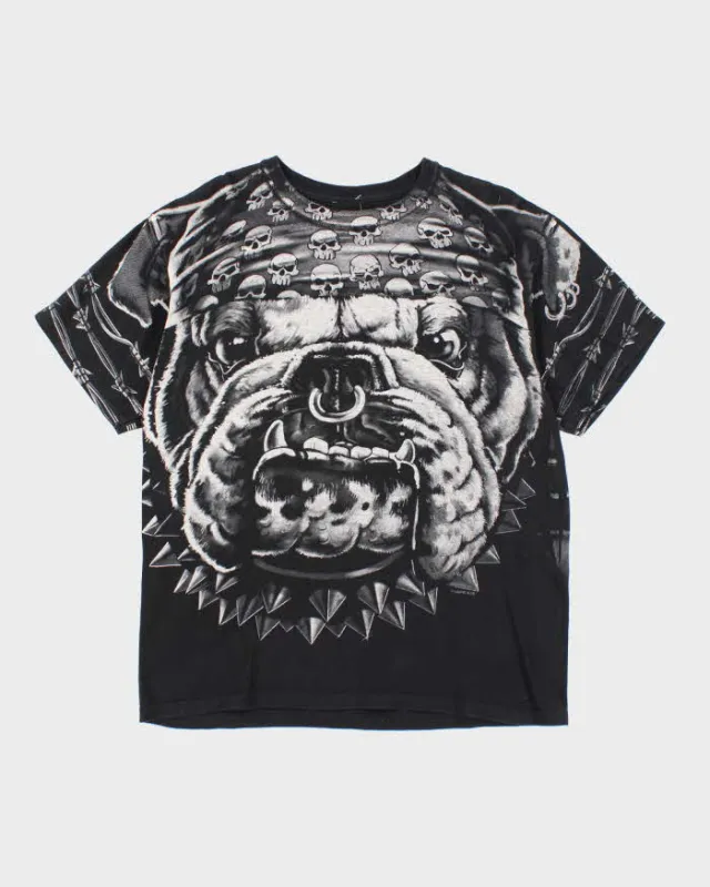 Vintage 2000's Liquid Blue Bulldog All Over Print Graphic T-Shirt - L made by Rokit