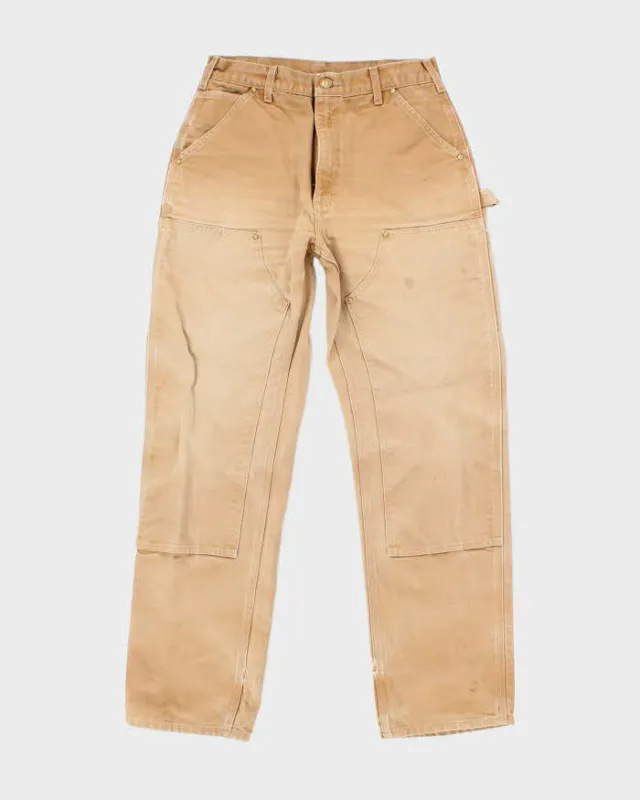 Vintage Carhartt Heavyweight Double Knee Beige Faded Carpenter Trousers - W29 L31 sold by Rokit