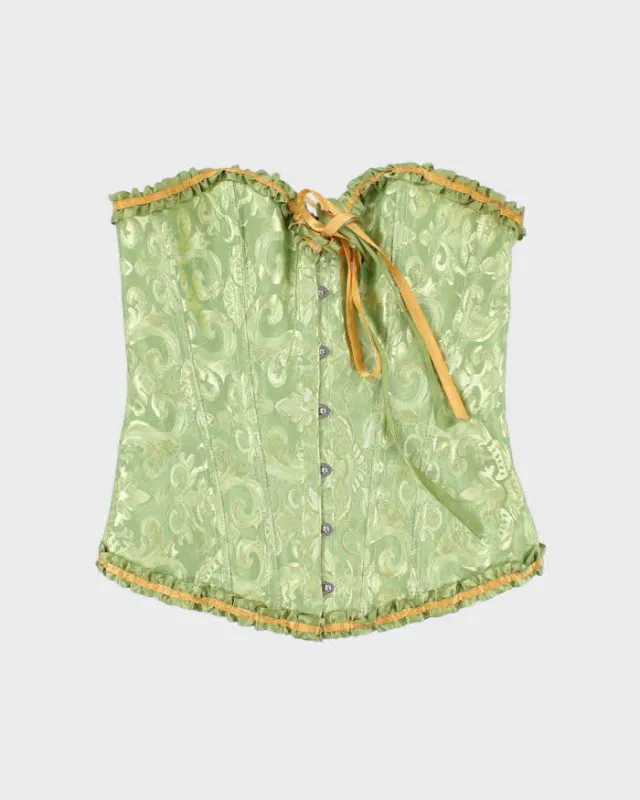 Lace and Hook Green Pattern Corset Top - S sold by Rokit