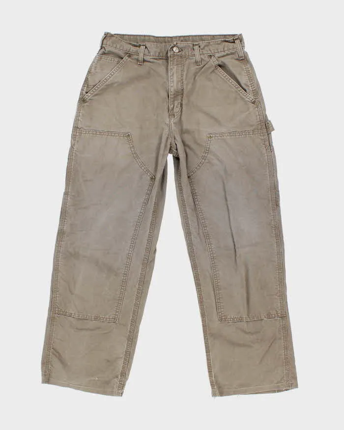 Vintage Carhartt Double Knee Grey Faded Carpenter Trousers - W28 L25 sold by Rokit