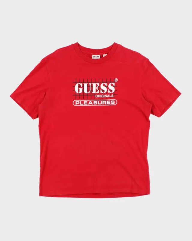 Guess Jeans x Pleasures Centre Logo Graphic T-Shirt - S sold by Rokit