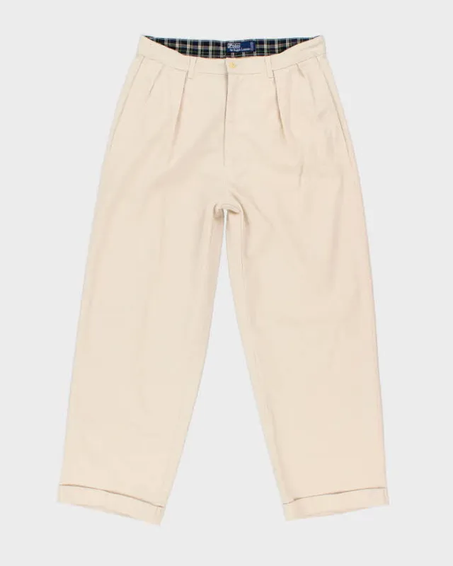 Vintage Ralph Lauren Wide Leg Beige Chinos - W32 L27 sold by Rokit