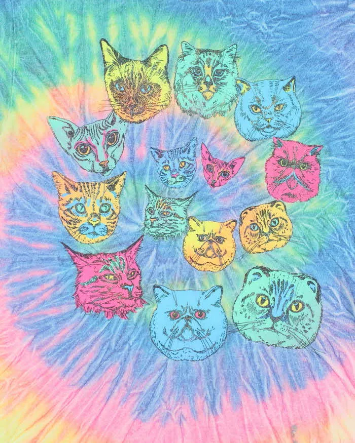 Vintage Cat Heads Tye Dye Graphic T-Shirt - M sold by Rokit product image thumbnail 3
