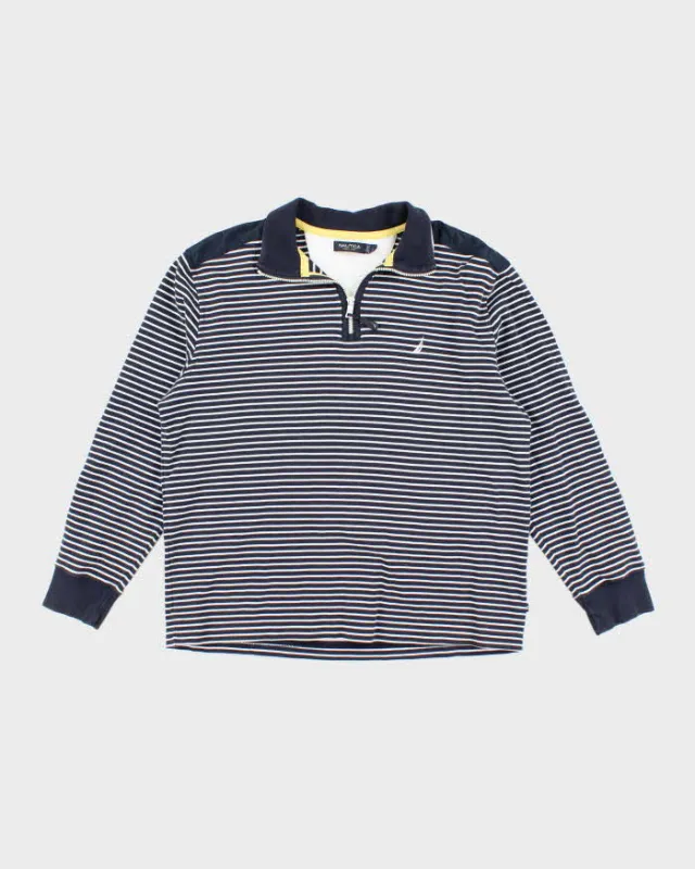 Vintage 00s Nautica Striped Quarter-Zip Sweatshirt - L sold by Rokit