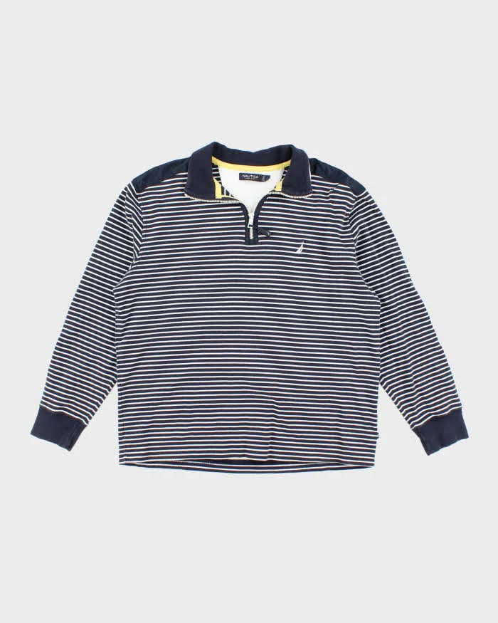 Vintage 00s Nautica Striped Quarter-Zip Sweatshirt - L sold by Rokit