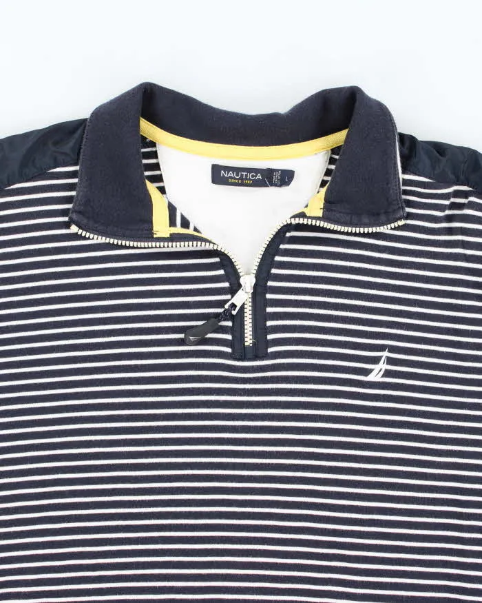 Vintage 00s Nautica Striped Quarter-Zip Sweatshirt - L sold by Rokit product image thumbnail 3