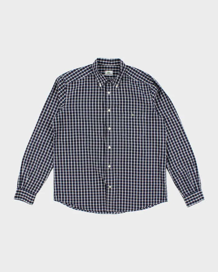 Lacoste Navy Blue Check Shirt - XL sold by Rokit