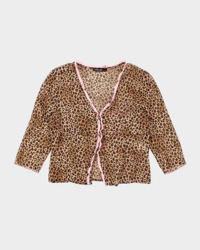 Y2k 00s Silk Animal Print Blouse - M sold by Rokit