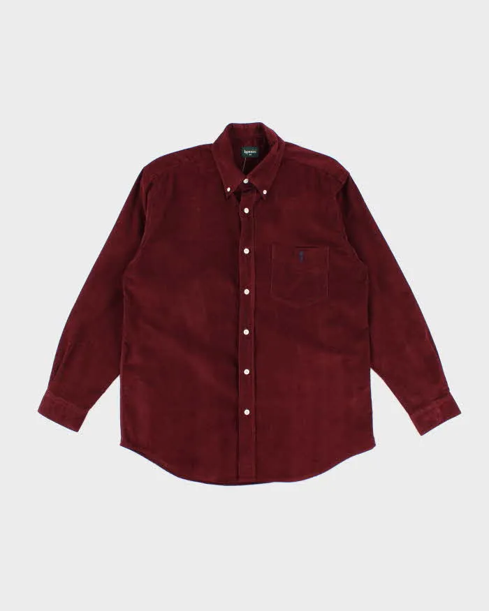 Bossini Burgundy Micro Cord Long Sleeve Shirt - M sold by Rokit