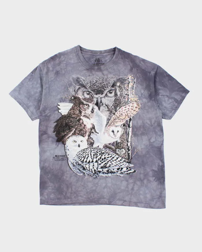 The Mountain Owls Print Grey Cotton T-Shirt - XL sold by Rokit