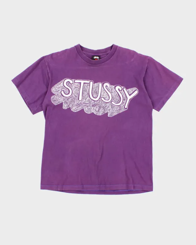 Vintage Y2K Stussy Spell Out Graphic T-Shirt - M sold by Rokit