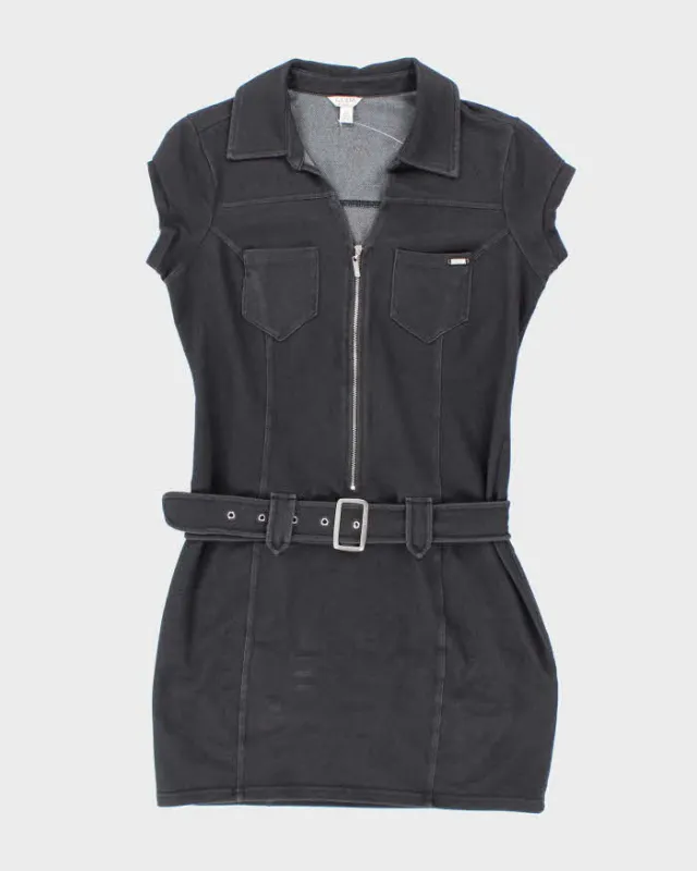 Guess Stretchy Black Belted Knee Length Leisure Dress - L made by Guess