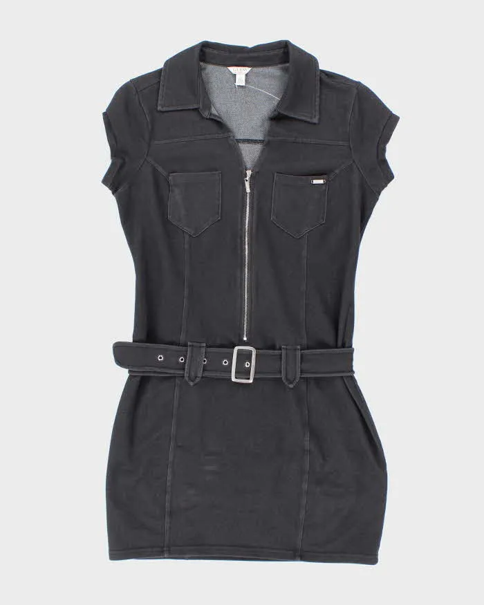 Guess Stretchy Black Belted Knee Length Leisure Dress - L sold by Rokit