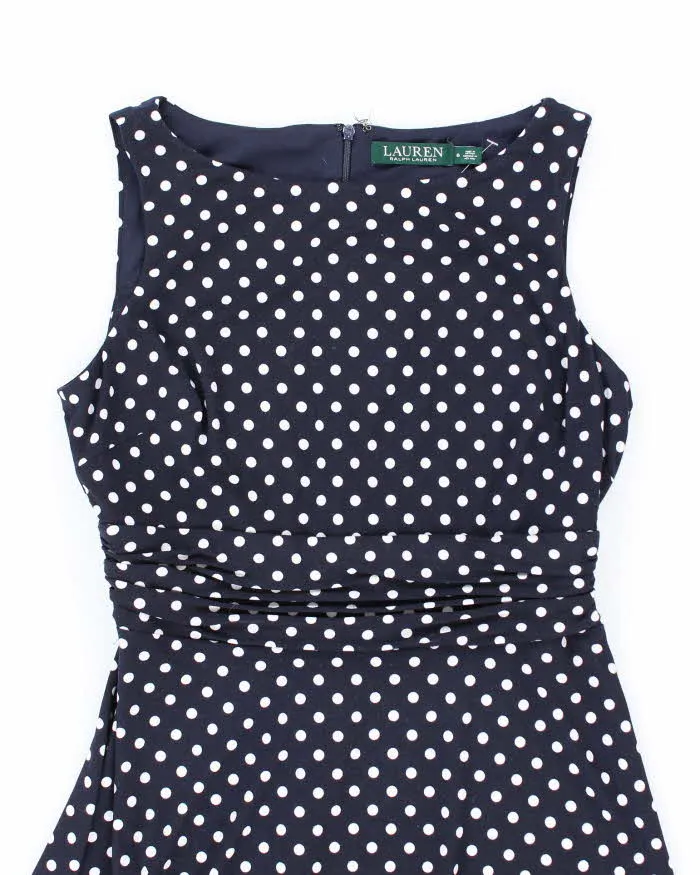 Ralph Lauren Stretchy Navy Blue Polka Dot Picnic Dress - M sold by Rokit product image thumbnail 3
