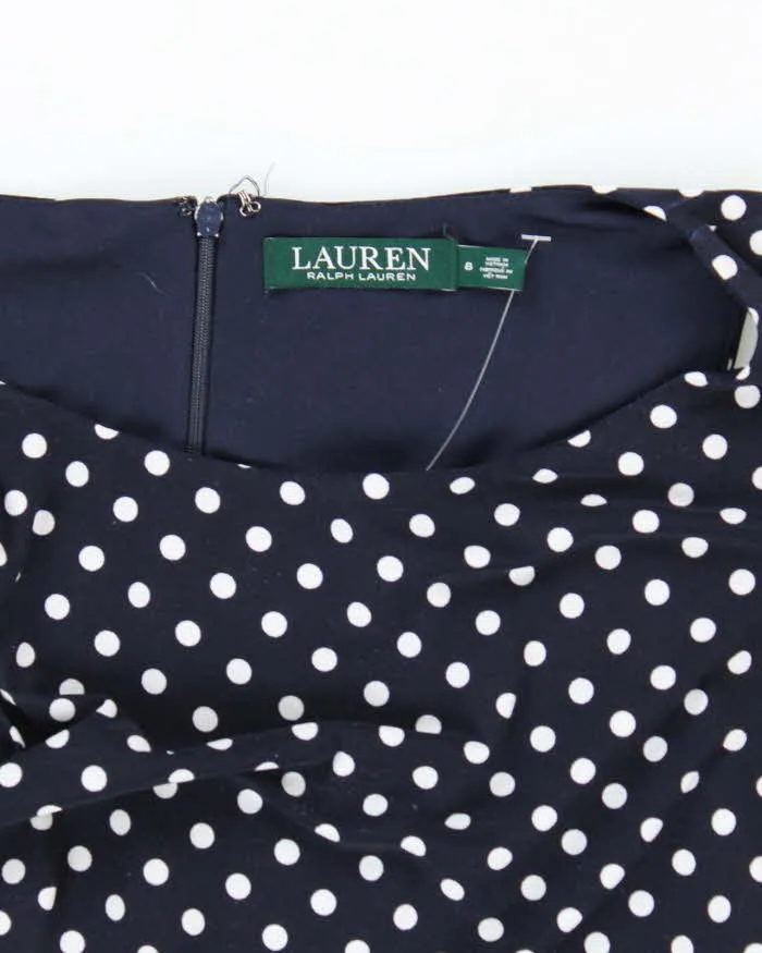 Ralph Lauren Stretchy Navy Blue Polka Dot Picnic Dress - M sold by Rokit product image thumbnail 5