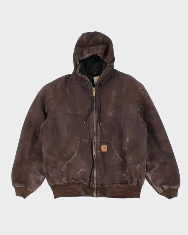 Vintage Carhartt Paint Splattered Lined Hooded Active Jacket - M sold by Rokit
