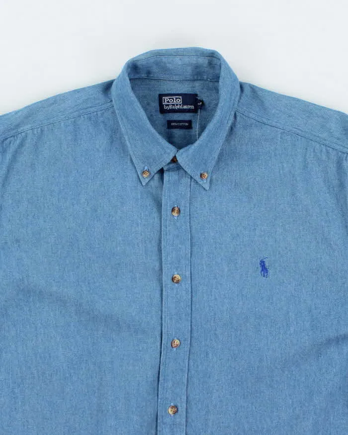 Vintage 2000's Ralph Lauren Medium Wash Long Sleeve Denim Shirt - L sold by Rokit product image thumbnail 3